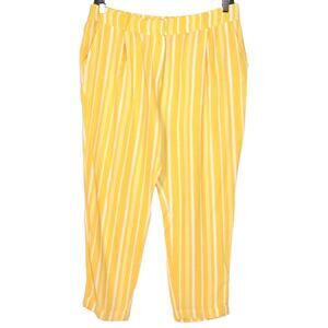 KOTON Yellow Striped Tapered Trouser Pants XLarge
